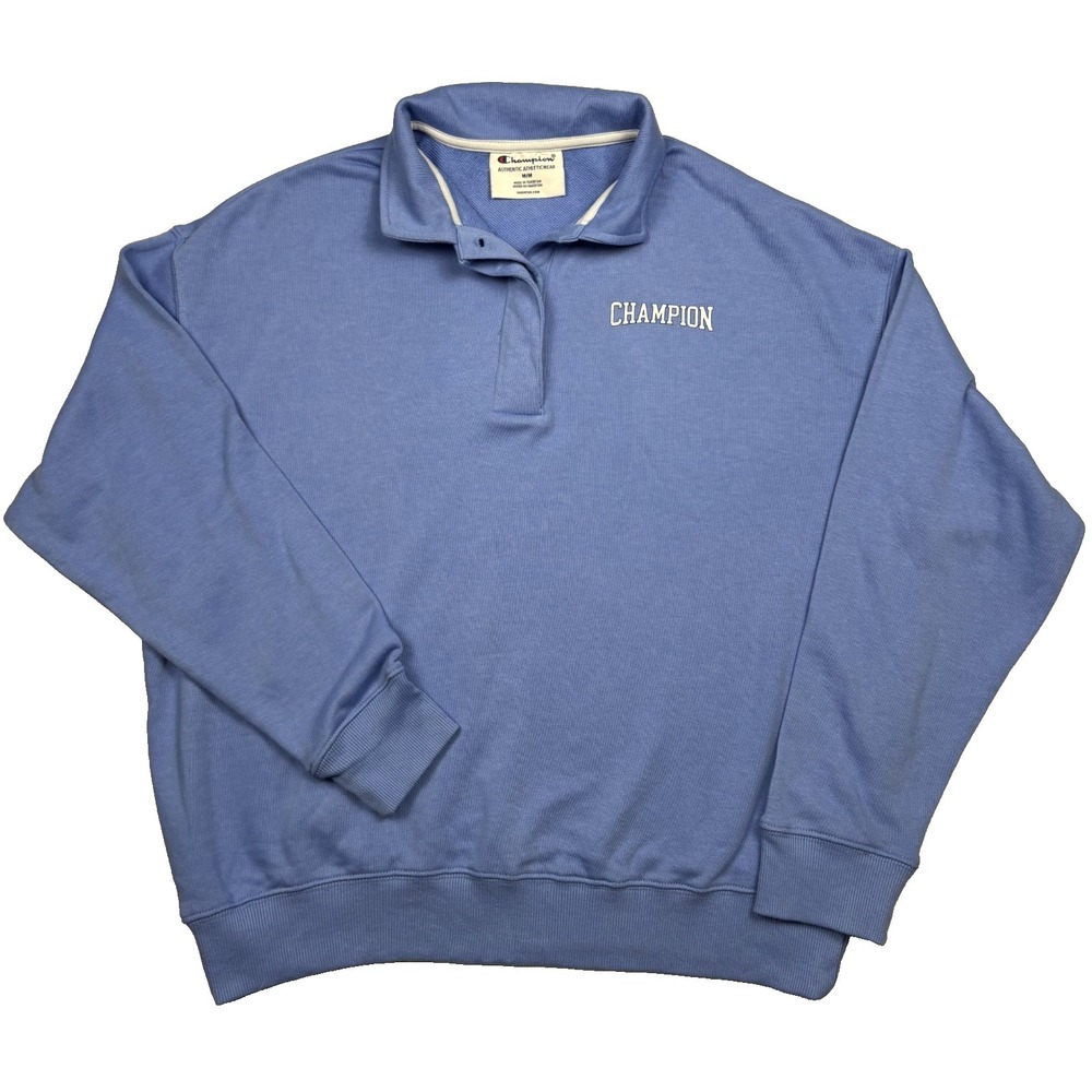 Champion Sweatshirt Womens Medium Plaster Blue Polo Collar Fall‎ 2023 M